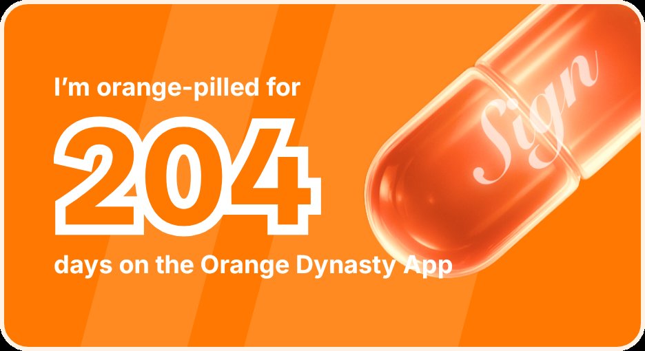 I've been Orange-Pilled and Seeing Signs for 204 days 👀🧡🐉.Join the app and be a better version of yourself!
orange.sign.global/app?user=1WCVO…