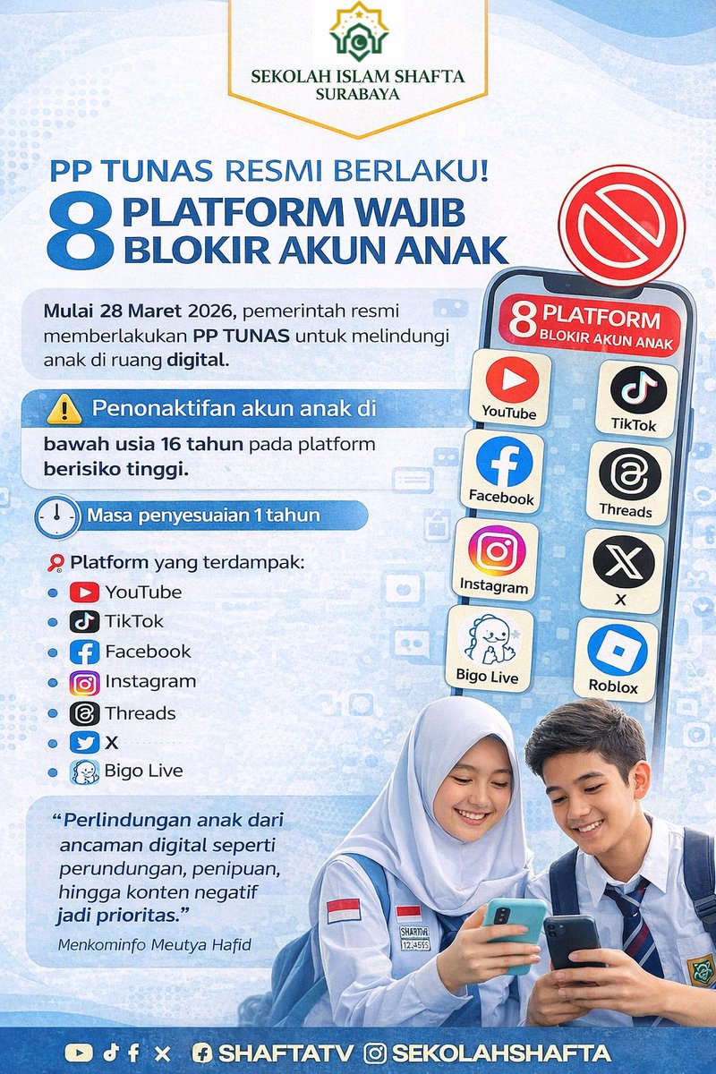 shaftatv's tweet photo. 🚨Era Baru Internet Anak Indonesia: Akses Mulai Dibatasi https://t.co/8WXIhxJBWl