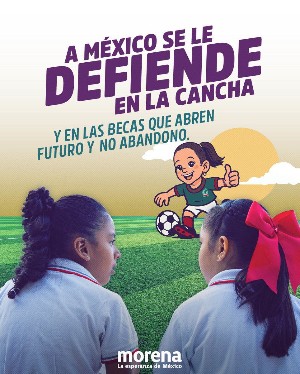PartidoMorenaMx's tweet photo. Este Mundial no es solo fútbol, es el mundo viendo a un México que juega sin complejos, que defiende su territorio, su gente y su futuro. https://t.co/1aK0FHqbBc