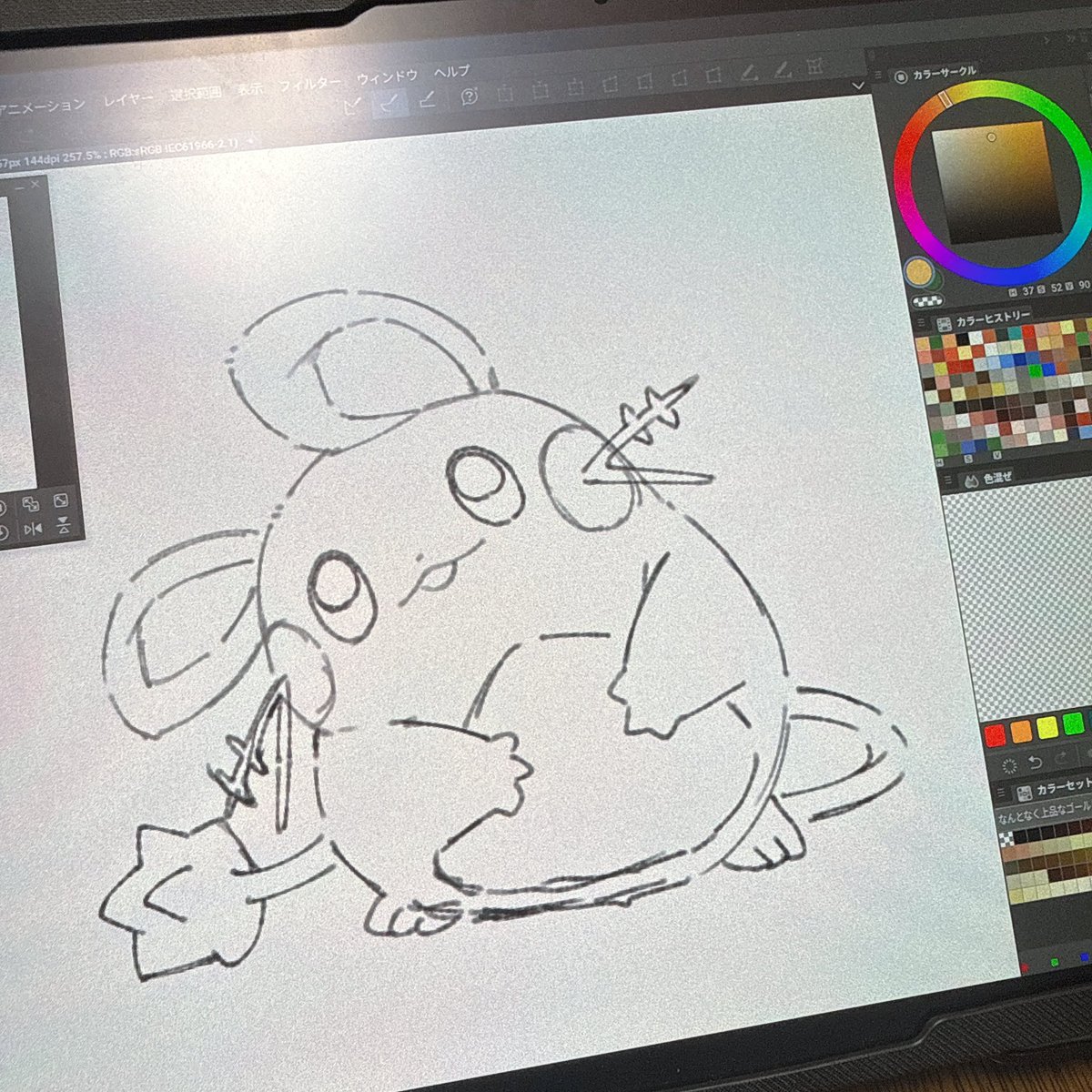 楽しそうな厚塗りのやり方を思いついたからとりあえず下絵を描いたんですけど可愛くないですか