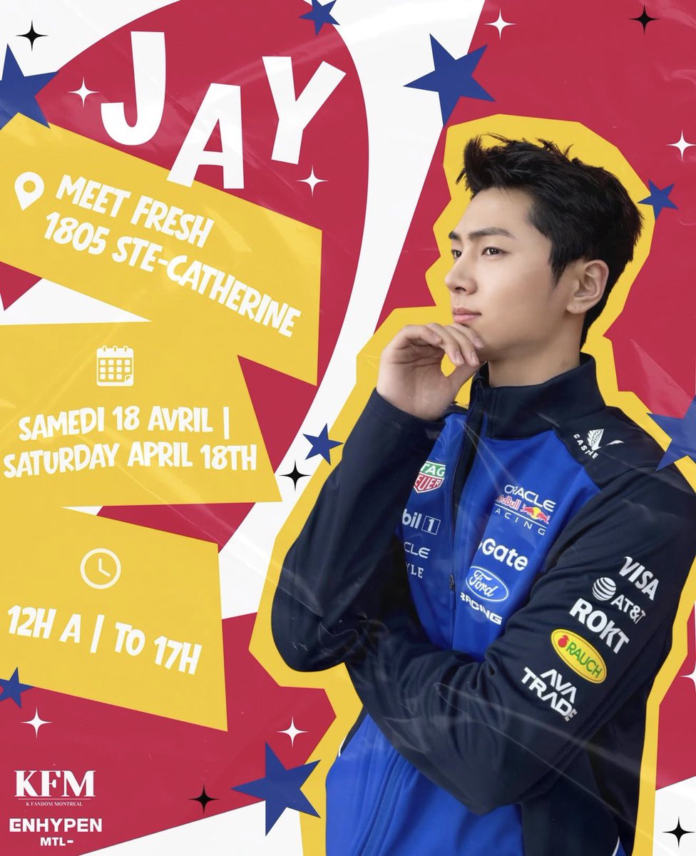 Come take a pit stop at our Jay birthday event on April 18th at Meet Fresh, from 12PM to 5PM!

💫 Get ready for a fun day as you visit different stands featuring the following teams: the boyz, itzy, exo, nct, onf and twice