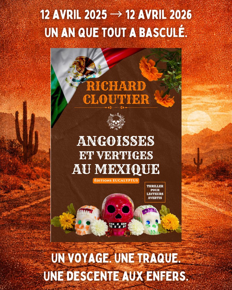 1 an déjà.
Angoisses et vertiges au Mexique n’est pas un voyage.
C’est une fuite.
Le sujet des migrants clandestins n’a jamais été aussi brûlant.
Pas de carte postale.
Pas de soleil tranquille.
🔥Thriller pour lecteurs avertis
 👉  shorturl.at/8WEZx