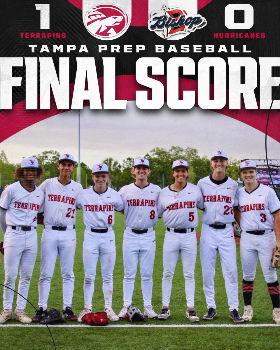 TPrep_Athletics's tweet photo. ⚾️ // 𝗙𝗜𝗡𝗔𝗟:
Tampa Prep 1
Bishop McLaughlin 0

✔️ L. Akins: 7.0 IP, 0 R, 4 H, W
✔️ L. Thornton: 2-2
✔️ B. Batoff: 1-3, RBI (Walk-Off)

Senior Night win for the Terps! Grateful for our seniors &amp; their families! 🐢 🙌 🎉 

⏭️ @ SPC | Wed 4/15 | 7PM
*️⃣ District Semifinals https://t.co/3YawgRm1FU