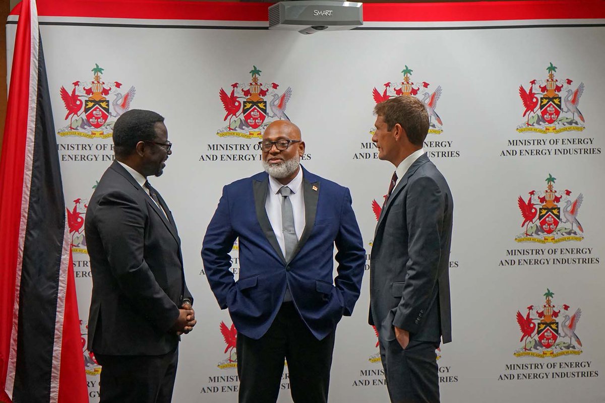 TTMEEI's tweet photo. Minister Kesar, Mrs Ava Mahabir-Dass, Permanent Secretary, and Mr Marc Rudder,CTO, met with Mr Paul Riley, South America Exploration Manager, and Mr Gboyega Ayeni, Upstream Commercial Manager of ExxonMobil on April 9, 2026, to receive an update on the progress of Block TTUD-1. https://t.co/jDhfJjjqjh