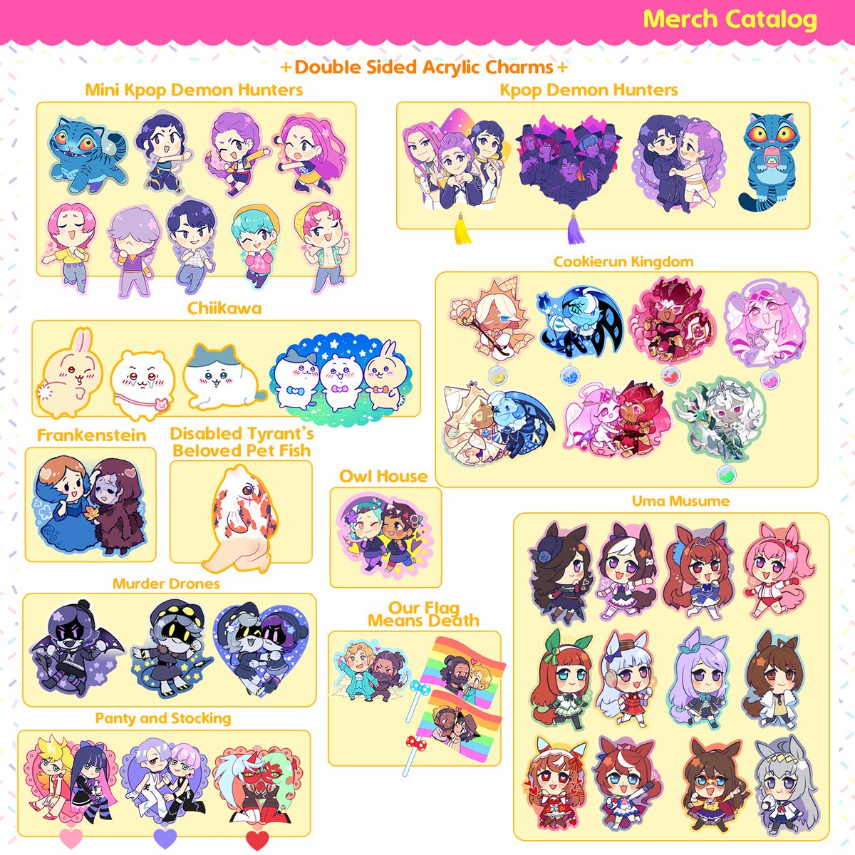 frantabul0sa's tweet photo. Pop Umai catalog time!
I'll be at @pop_umai this weekend with even more new merch because I don't sleep! Come say hi and join our crk stamp rally! See you there! Part 1/3

#TGCF #cookierunkingdom #apothecarydiaries #aceattourney #kpdh #tgcf #sk8 https://t.co/8aY2IUqGfO