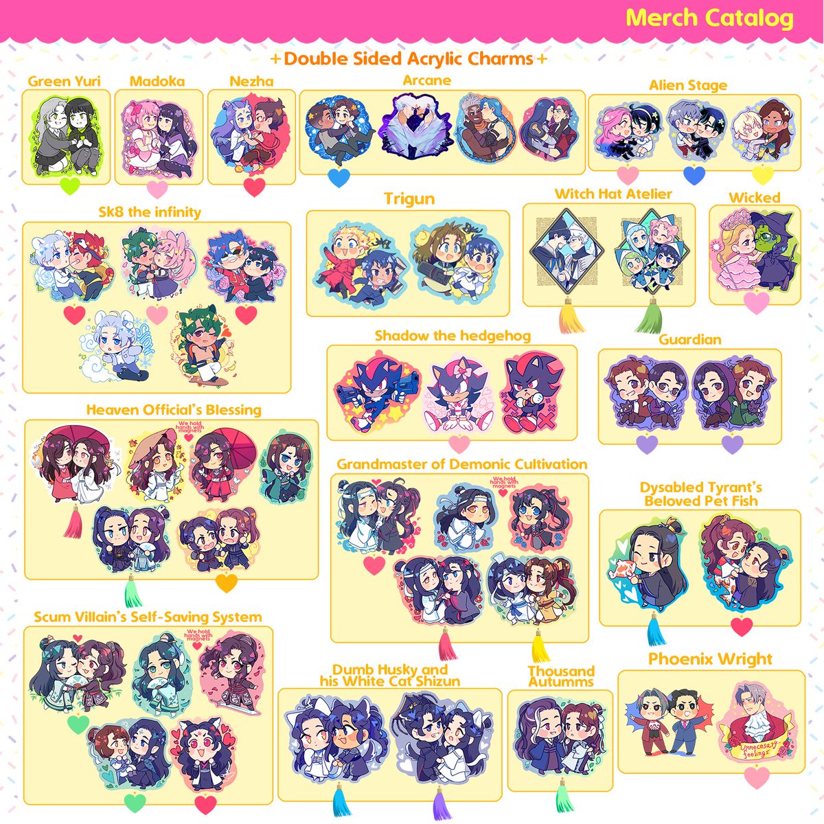 frantabul0sa's tweet photo. Pop Umai catalog time!
I'll be at @pop_umai this weekend with even more new merch because I don't sleep! Come say hi and join our crk stamp rally! See you there! Part 1/3

#TGCF #cookierunkingdom #apothecarydiaries #aceattourney #kpdh #tgcf #sk8 https://t.co/8aY2IUqGfO