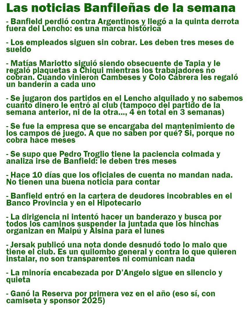 Las noticias de #Banfield de esta semana. Para leer y re leer, el repaso de temas habla por sí solo