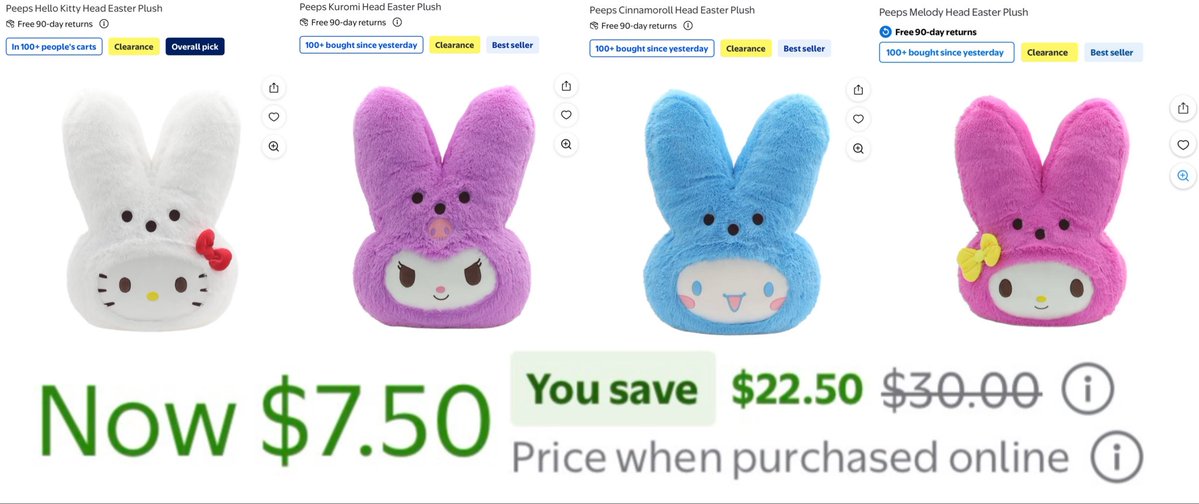 glitchaddicts's tweet image. $30 SANRIO PLUSHIES FOR $7 

Originally priced at $30, all characters now $7 

White 
mavely.app.link/21Ataz9dd2b

Purple
mavely.app.link/lZBEfJbed2b

Blue 
mavely.app.link/1d54I65dd2b

Pink 
mavely.app.link/skgoiZ1dd2b #ad