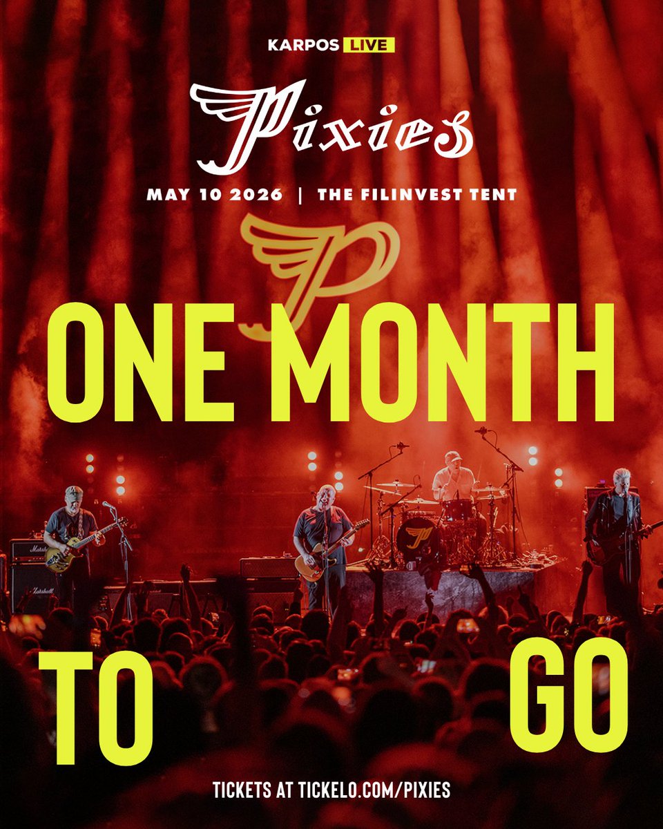 KarposLive's tweet photo. ONE MONTH TO GO until @PIXIES LIVE IN MANILA!! 🎸🔥
Who’s excited to see them live?

#Pixies40InManila
May 10 | The Filinvest Tent
🎫 Tickets available at https://t.co/kC8hSY8deH https://t.co/QKFviskULV