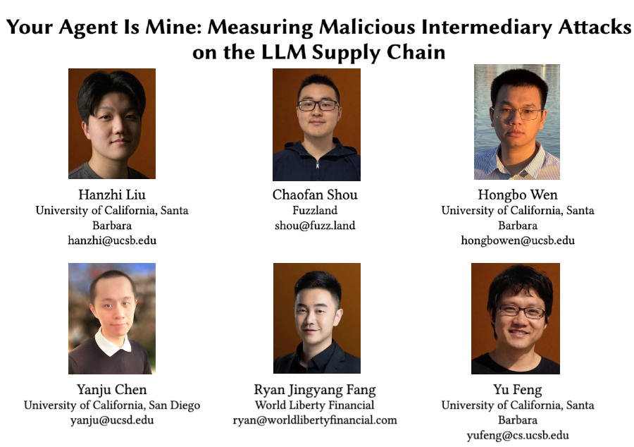 trackoor's tweet photo. 5/ Shout out to my co-authors:  

- Chaofan Shou @Fried_rice (open source enthusiast lol)  

- Ryan Fang @ryanfang95 (co-founder of World Liberty Financial @worldlibertyfi)  

- and my advisors and lab mates, Yu Feng (@captain8299), Hongbo Wen (@archidog0), Yanju Chen (@iffyanju)  

Paper: https://t.co/6O9AsSB1aW