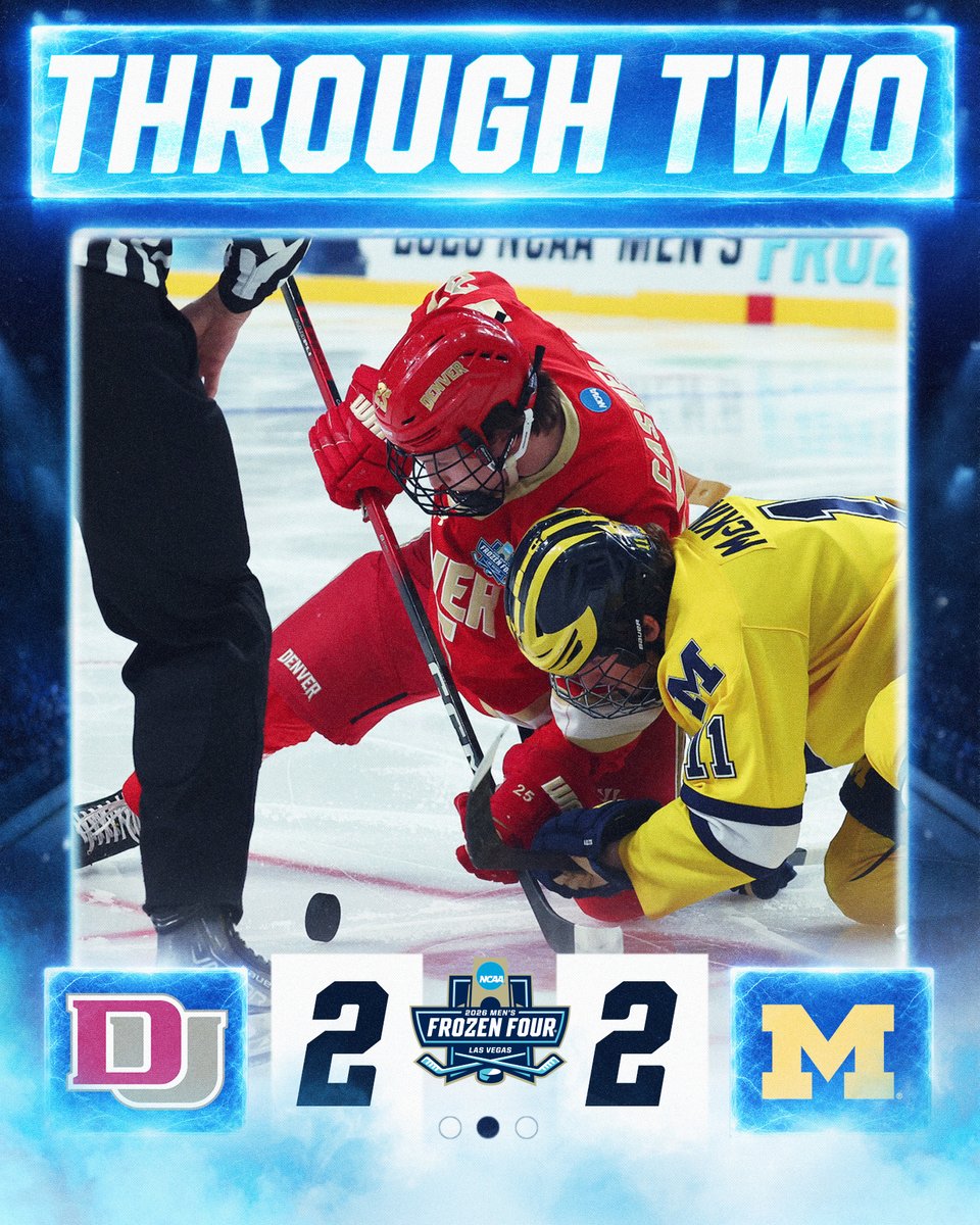 NCAAIceHockey's tweet image. Tied up, 2-2, through ... TWO

#MFrozenFour