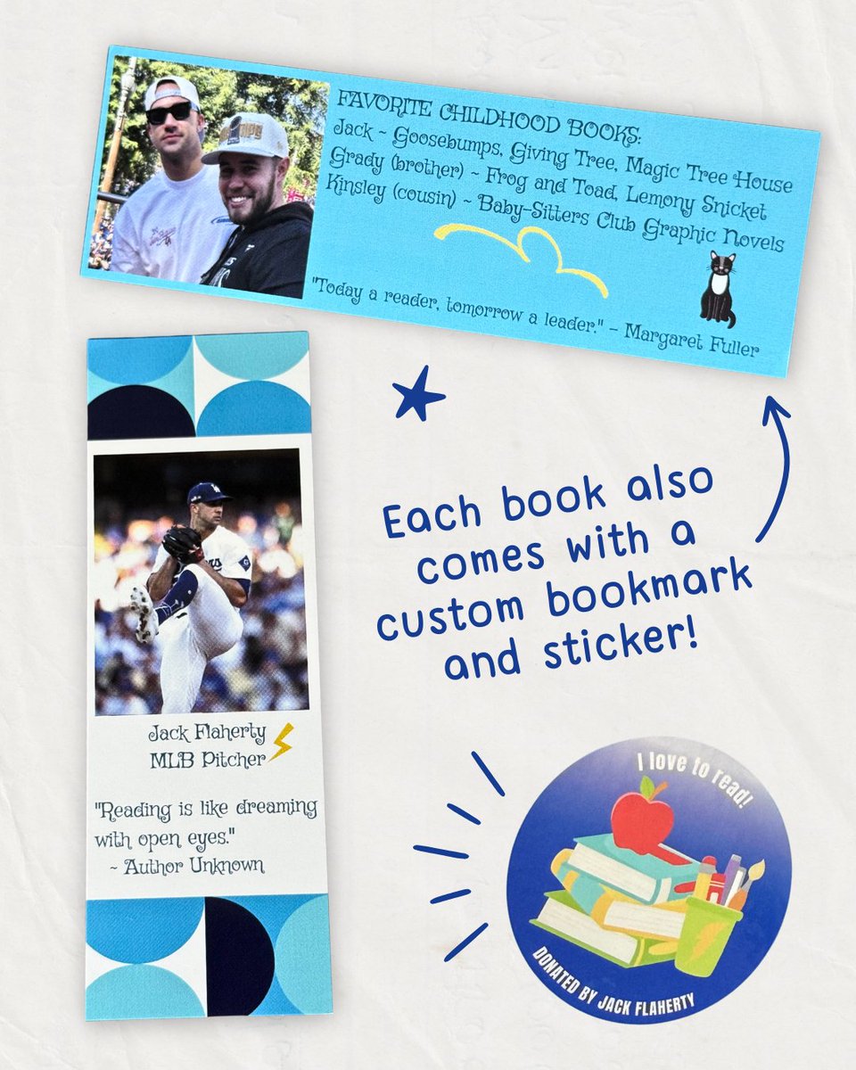 readingtokids's tweet photo. April’s prize books are extra special because they were donated by Major League Baseball pitcher Jack Flaherty and his mom, Eileen! We can't wait to give these books to every child at Saturday's reading clubs.

Thank you to the Flahertys for such an incredible donation! 💙📚 https://t.co/tC5nWJz3Zk