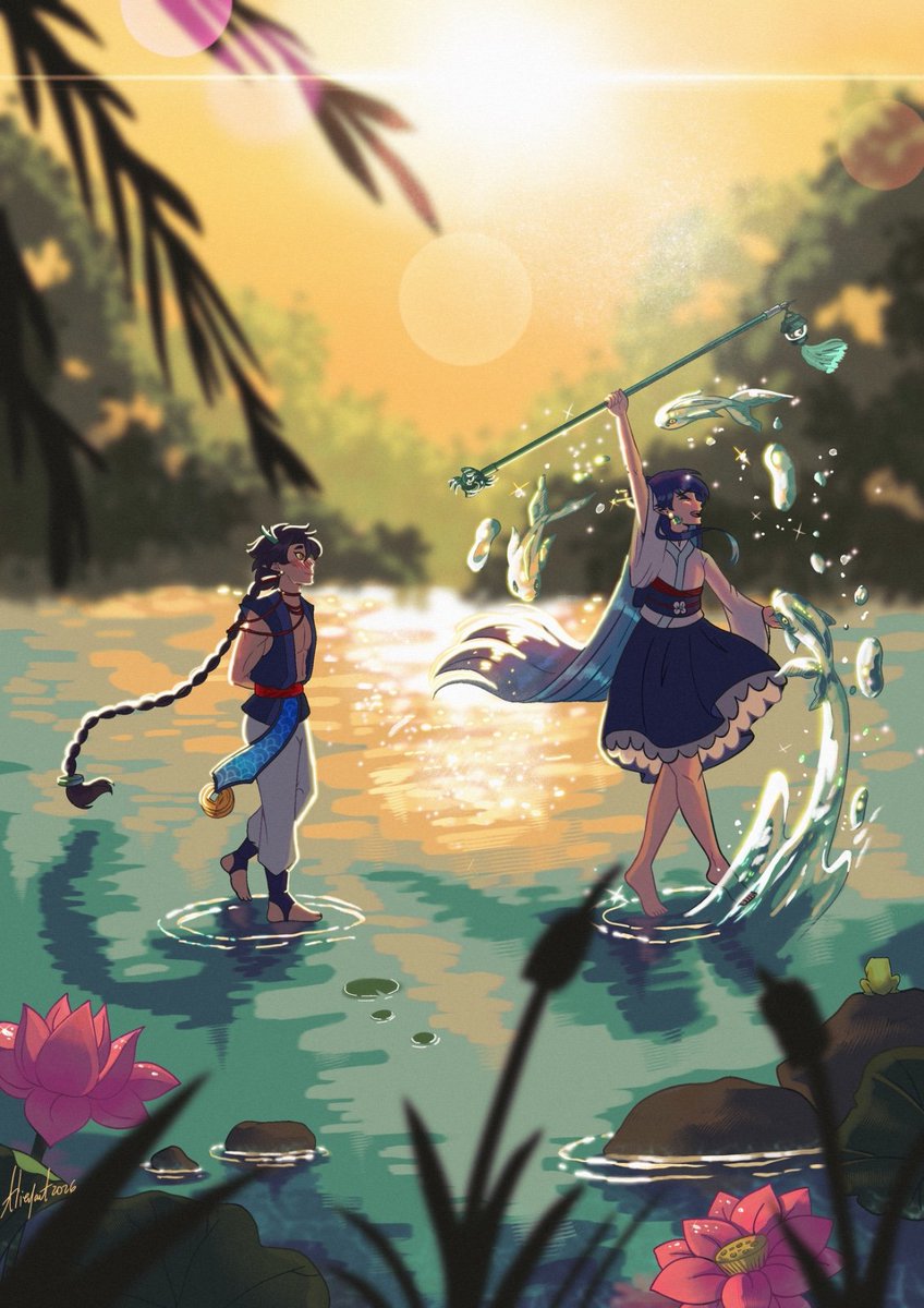 Alienart09's tweet image. "Las tardes con él en el lago eran las más divertidas. Sus visitas me hacían olvidar lo sola que estaba" Izumi no Aika 🪷💧

#myoc #manga #comic #owncharacters