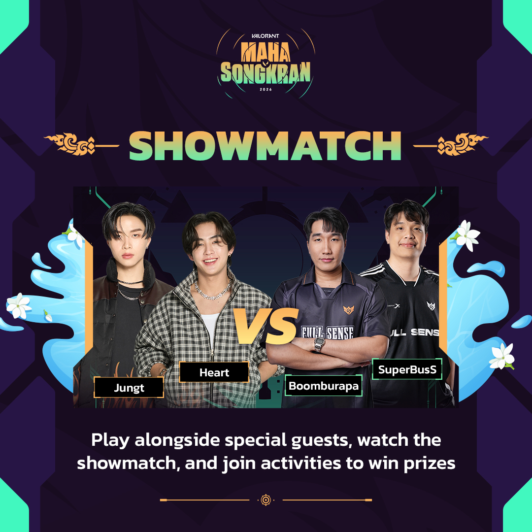 VALO2ASIA's tweet image. 🇹🇭 VALORANT Thailand celebrates Thai New Year in Bangkok with Maha Songkran 2026 from April 12-15!

Featuring Heart, Jungt, SuperBusS, and BOOMBURAPA, the event brings together T-POP personalities, local creators, and fans in the heart of the city.