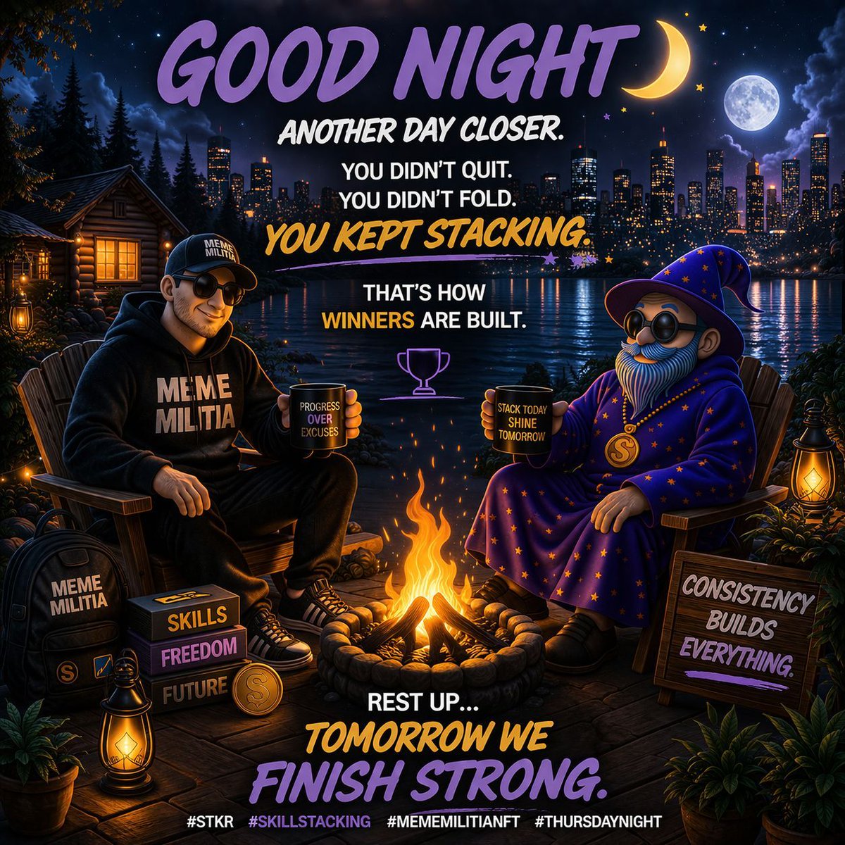 TheCryptoFunk's tweet image. Good Night  #Crypto fam! 🌙
Another day closer.

You didn’t quit.
You didn’t fold.
You kept stacking.

That’s how winners are built.

Rest up…
tomorrow we finish strong.

$STKR #SkillStacking @MemeMilitiaNFT #ThursdayNight
