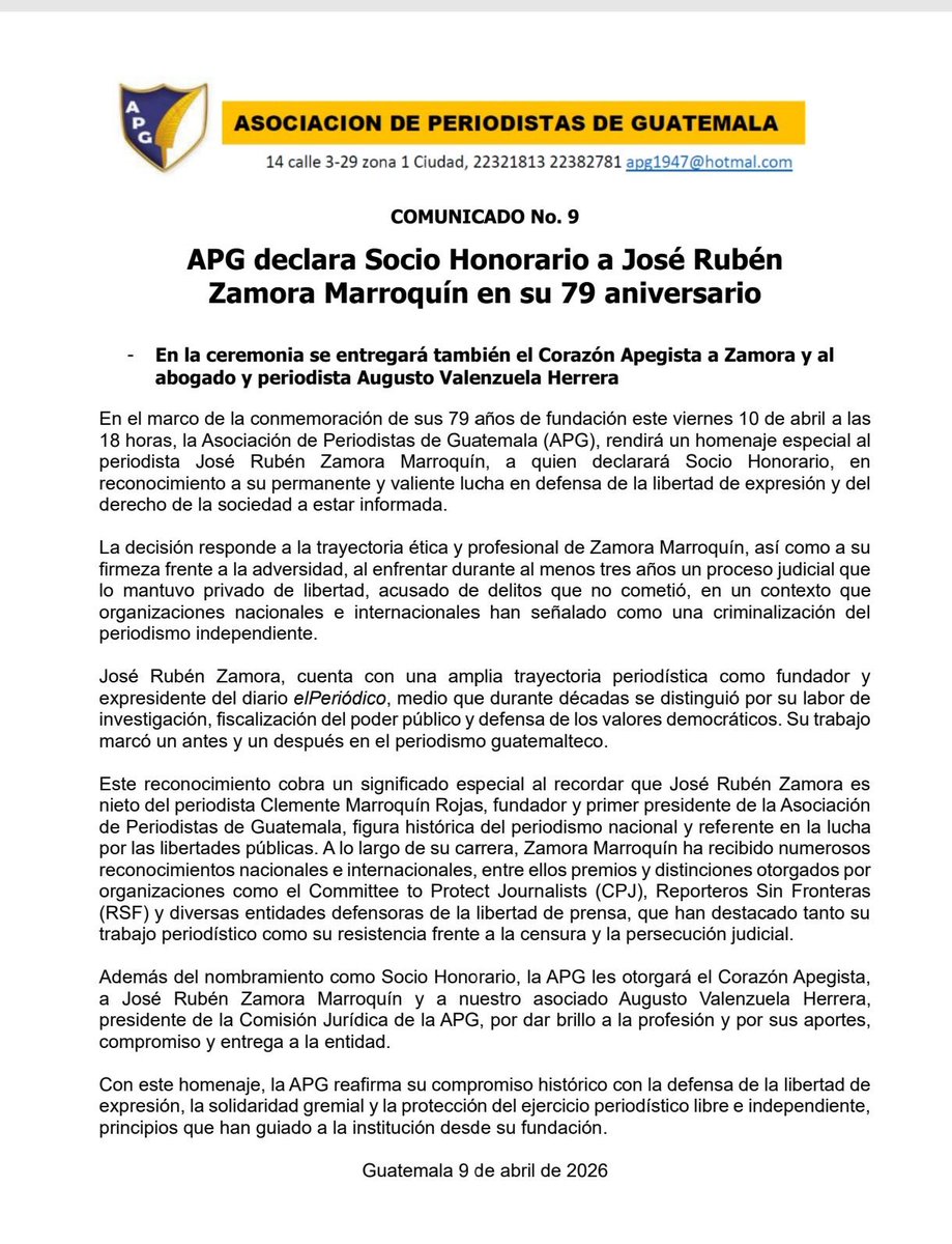 Asociación de Periodistas de Guatemala (APG) tweet media