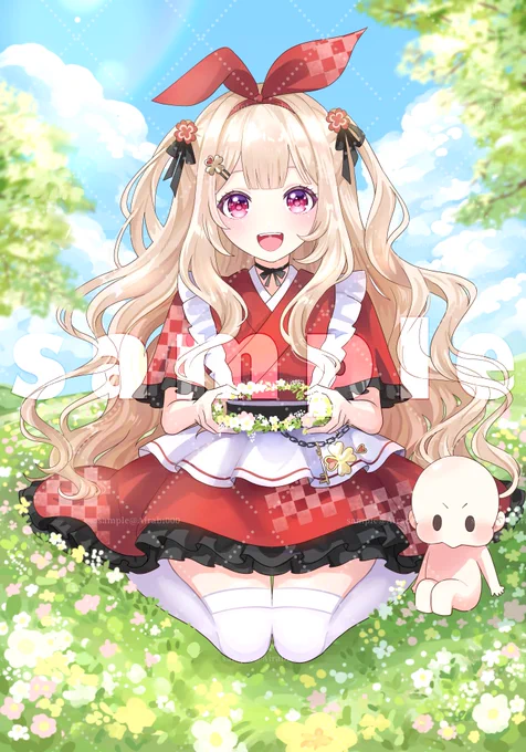 【お仕事】 結月兎華様の一枚絵を描かせていただきました!お花いっぱいのとっても可愛いお写真になっております! よろしくお願いいたします #有償依頼