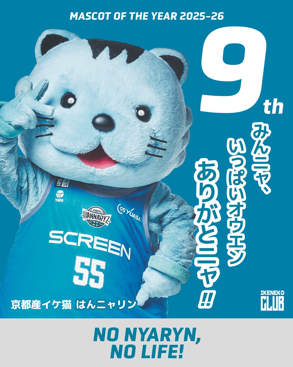 👑B.LEAGUE MASCOT OF THE YEAR 2025-26結果発表👑 #はんニャリン は9