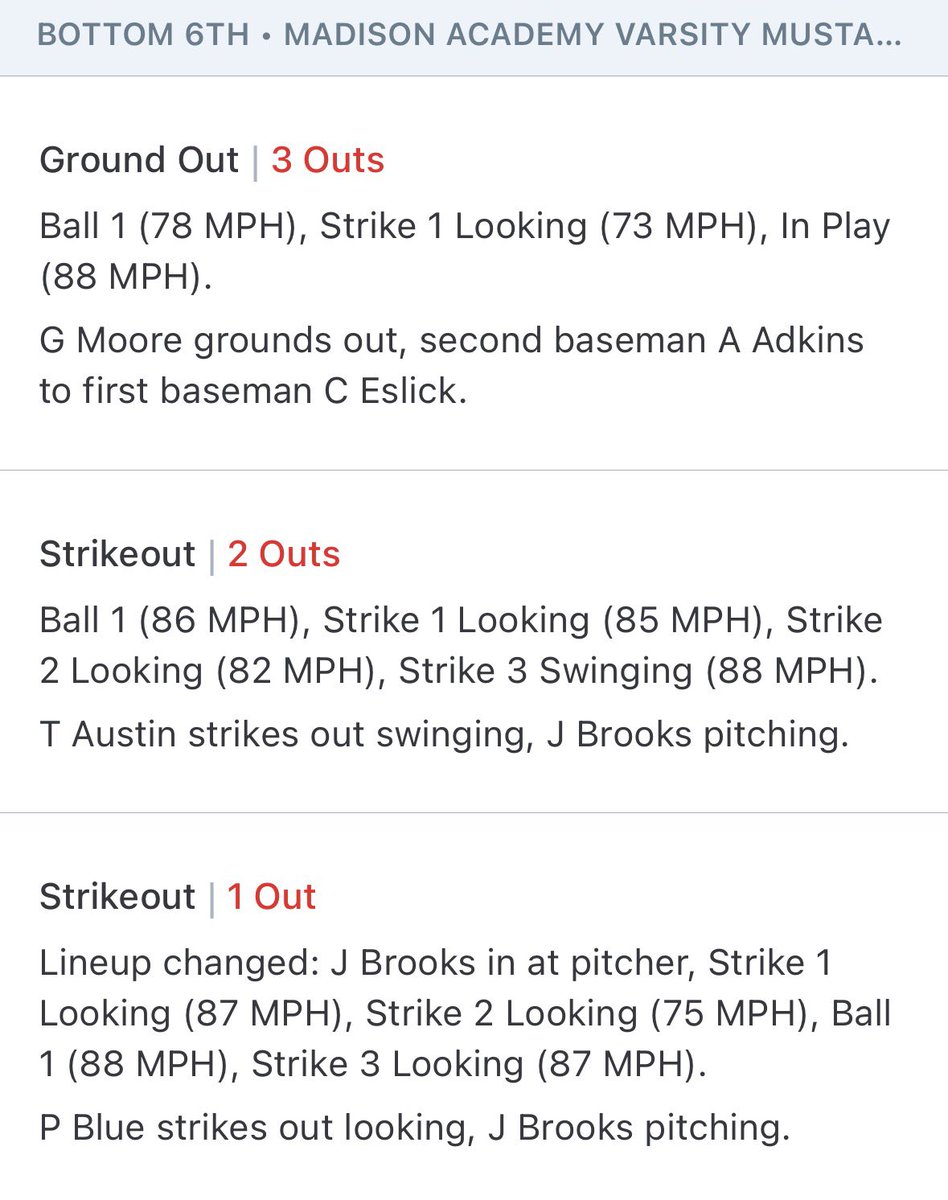 Jacob_B19's tweet photo. Good relief appearance getting the save in our second area series against Madison academy. This win was to clinch the 1 seed for area.
My final state line was:
2 IP
4 K
1 BB 
0 R
0 H
FB velo was up to 88
@eastlimestoneb 
@PrepBaseballAL 
@PB_Uncommitted https://t.co/zrJ5kBtZe9
