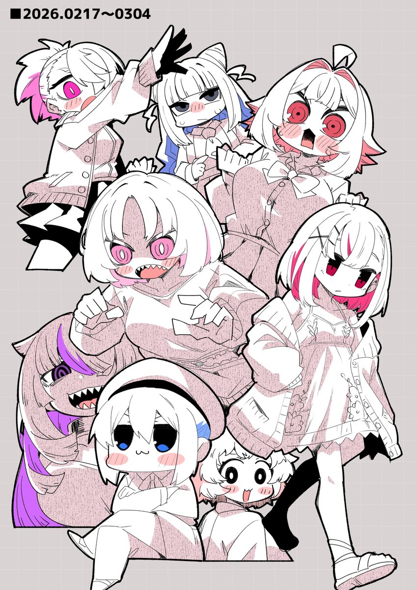 天宮こころ ,樋口楓 ,葛葉(にじさんじゲーマーズ) ,笹木咲 ,シスター・クレア ,月ノ美兎 ,夜見れな 「400人くらい消えた。すごい vtuberさんを描いたりオリジナルを描いたり好き」|221(ﾂﾂｲﾁ)同人作家VTuber@月一で電子同人誌制作中のイラスト