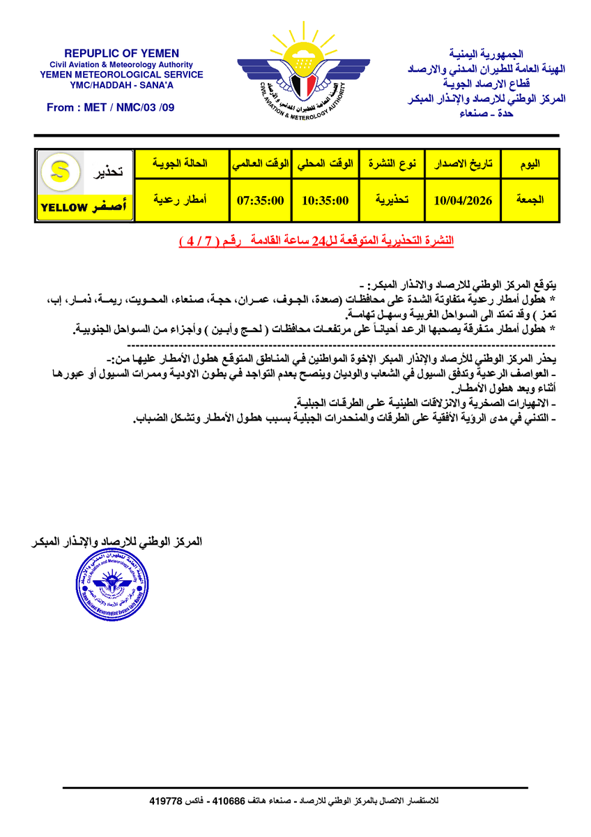الأرصاد الجوية اليمنية tweet media