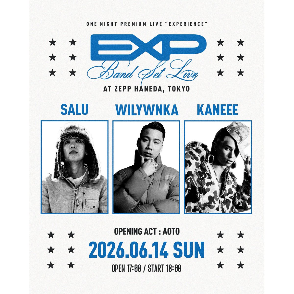 WILYWNKA、Kaneee、SALU、 バンドセットによるスリーマン・イベント