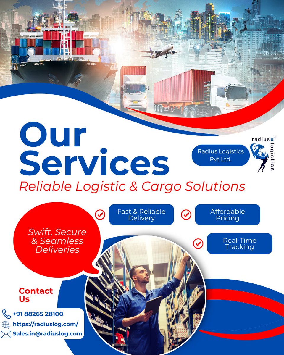 RadiusLogistics's tweet photo. Reliable logistics that keeps your business moving 🚛

Fast delivery | Real-time tracking | Smart pricing

Swift. Secure. Seamless.

📞 +91 88265 28100
🌐 https://t.co/2rEfvUHVwi
📧 sales.in@radiuslog.com

#RadiusLogistics #Logistics #SupplyChain #Freight https://t.co/rqqMpoHjvo