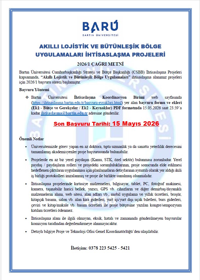 buptogk's tweet photo. BARÜ Akıllı Lojistik ve Bütünleşik Bölge Uygulamaları İhtisaslaşma Projeleri 2026/1 Başvuruları Başladı. 

Son Başvuru Tarihi: 15 Mayıs 2026 https://t.co/i7dQw9yzYP