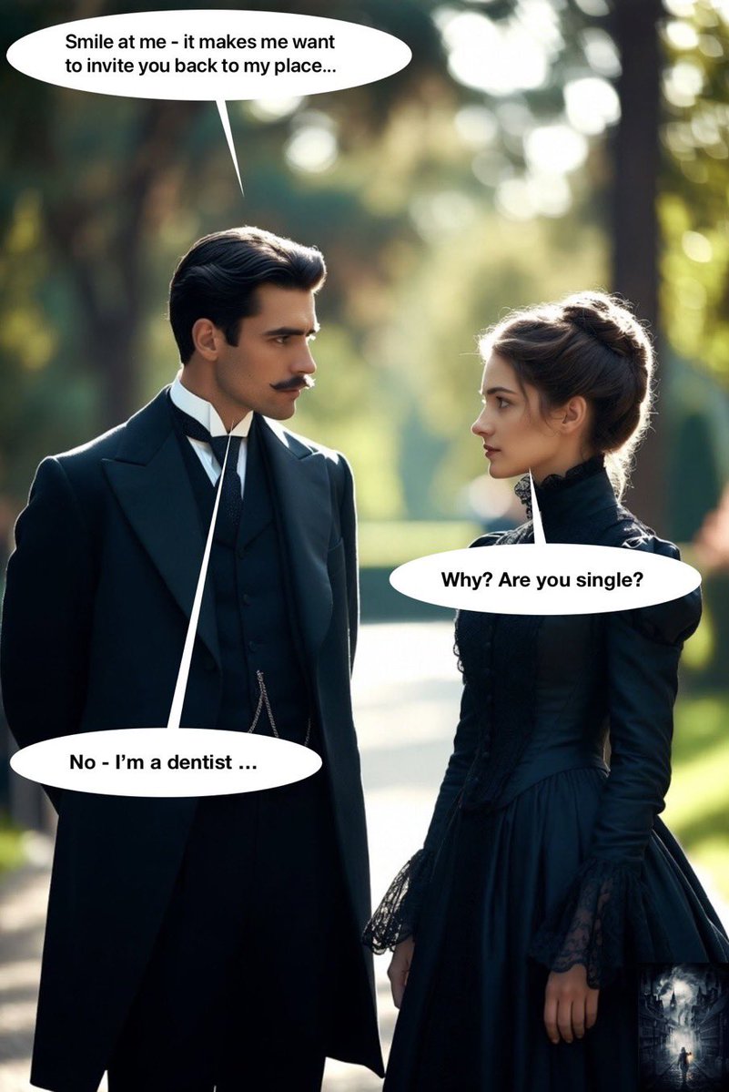 The_East_End's tweet image. Archibald had finally got Clara on her own in the garden so he could finally ask her that awkward question…

Have a fabulous Friday everyone…

#eastend #history #humour