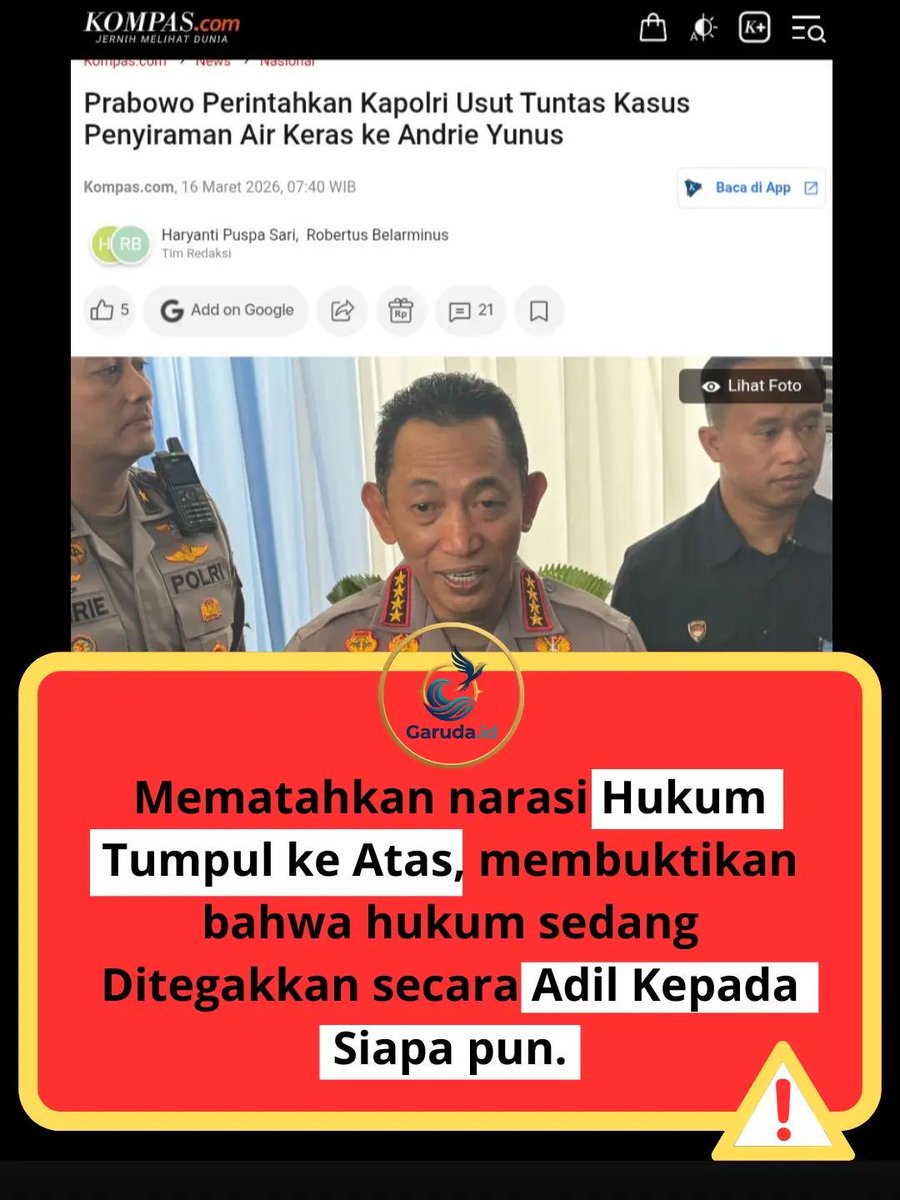 Ahmadseptimawan's tweet photo. Pemerintah terus berupaya mengusut tuntas kasus penyiraman air keras ke saudara Andrie Yunus, sampai perintah turun langsung dari presiden Prabowo Subianto.#jagaindonesia #indonesiabermartabat #fypfypfyp #indonesia #polriri https://t.co/5ezMS3eQG7
