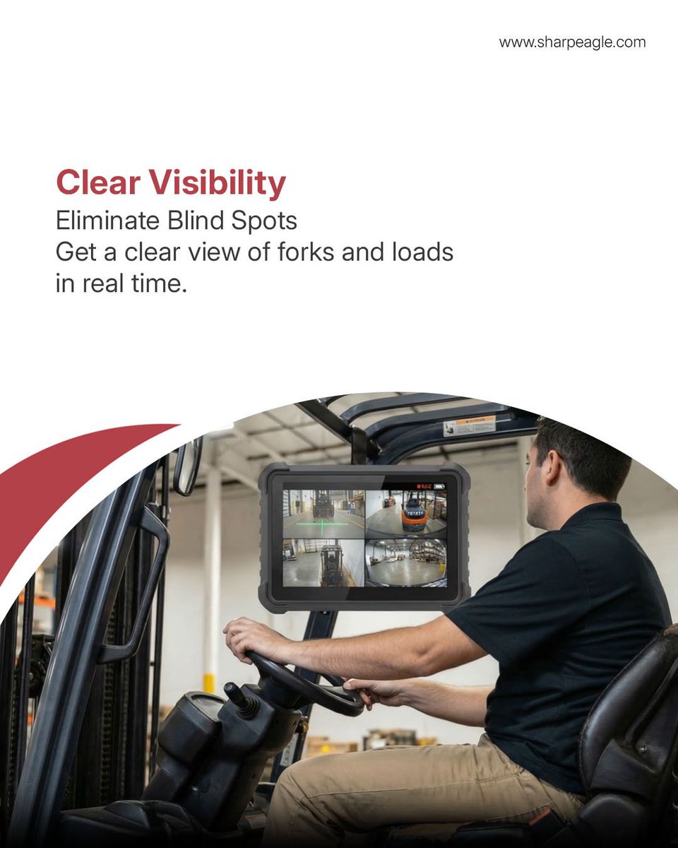 sharpeagletv's tweet image. Limited visibility is one of the biggest risks in forklift operations.

The SharpEagle Forkview Camera System gives operators a clear, real-time view of forks and loads, and enhance workplace safety.

visit: sharpeagle.com/product/forkvi…

#ForkliftSafety #WarehouseSafety #SharpEagle