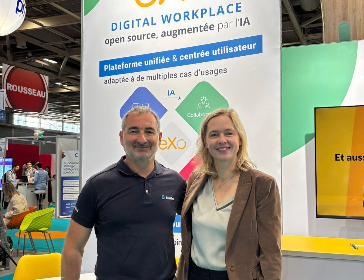 eXoPlatformFR's tweet photo. Merci à tous les participants du Salon @DigitWorkplace 2026 ! 
2 jours riches, des échanges au top autour de l'#IA / la #digitalworkplace et la souveraineté numérique. 
L’équipe reste à votre écoute : https://t.co/YzrQaJMjUk 
RDV en 2027 ! 👋 https://t.co/XeQx0P3luQ