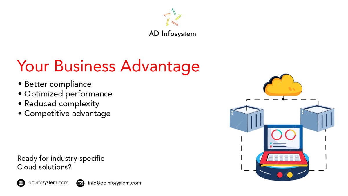 AdInfosyst72459's tweet image. Move beyond generic cloud.
AD Infosystem delivers industry-specific cloud platforms for secure, compliant, and scalable growth.

Visit- adinfosystem.com/blogs/industry…
Email- info@adinfosystem.com

#CloudComputing #IndustryCloud #ADInfosystem