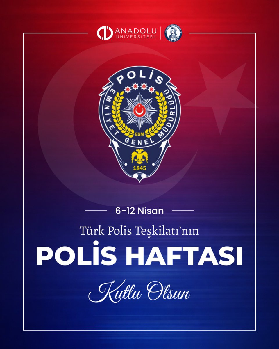 👮🏻6–12 Nisan Polis Haftası kapsamında, Türk Polis Teşkilatı’nın 181. kuruluş yılını kutluyor; milletimizin huzur ve güvenliği için fedakârca görev yapan tüm emniyet mensuplarımıza teşekkür ediyoruz.

#AnadoluÜniversitesi #PolisHaftası