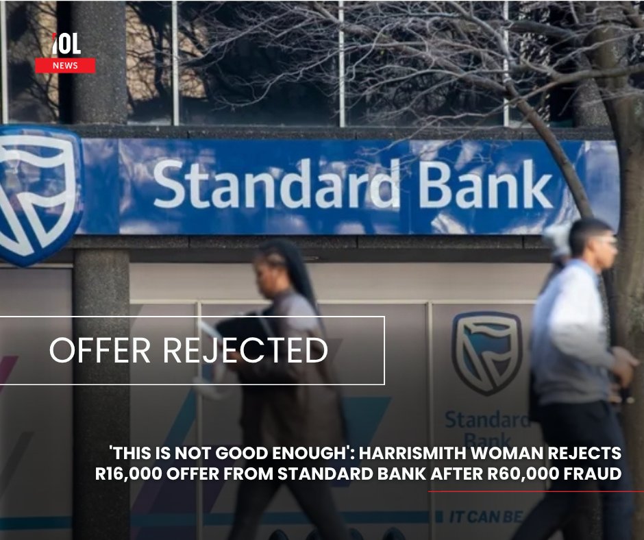IOL's tweet image. A Free State, woman is demanding a full refund from Standard Bank after nearly R60,000 was allegedly siphoned from her account, rejecting what she describes as an inadequate R16,000 “goodwill” offer from the bank.
#news #woman #demand #full #refund #StandardBank #allegedly