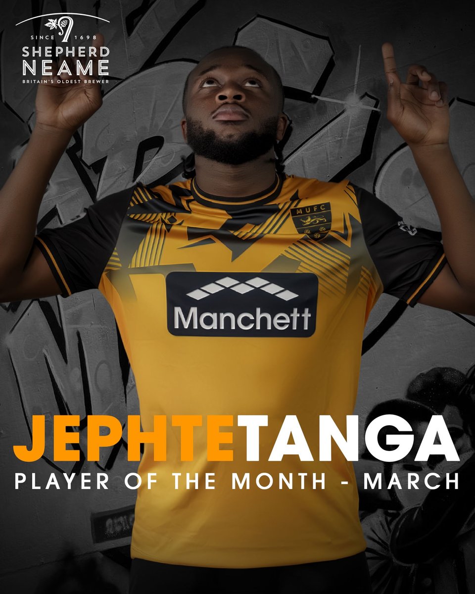 maidstoneunited's tweet photo. 🙌 Jephte Tanga has been voted the club’s Shepherd Neame Player of the Month for March.

Jephte picked up 42% of the supporters’ vote. With goals and assists he's really stood out in the Stones attacking line. In second place this month was Riley Court with 38% of the vote, John Gilbert picked up third place.

Congratulations to Tanga and thank you to all the fans who voted.