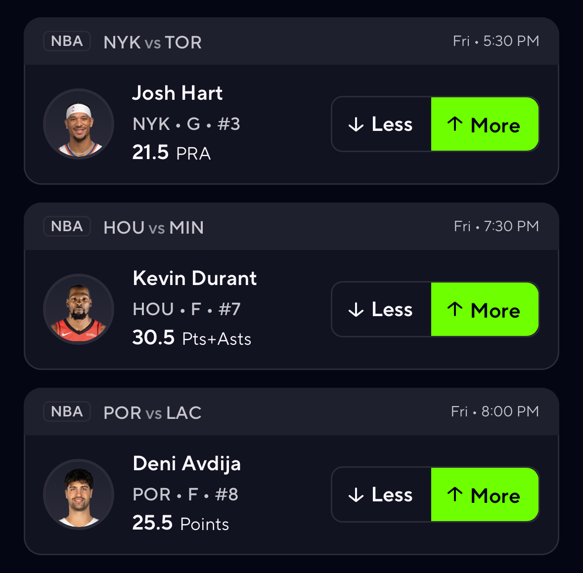 billhpicks's tweet image. Prize Picks NBA Play Of The Day🔥

Josh Hart Over 21.5 PRA
Kevin Durant Over 30.5 Pts+Asts
Deni Avdija Over 25.5 Pts

Play $5 on Prize Picks, get $50

Claim It Here With Code PISTONS👇
link.prizepicks.com/LME0/pistons