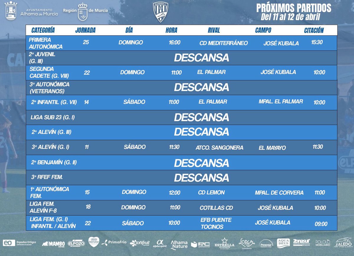 𝑷𝒓ó𝒙𝒊𝒎𝒐𝒔 𝒑𝒂𝒓𝒕𝒊𝒅𝒐𝒔 🔜 

📆Estos son nuestros partidos para el fin de semana

📺 Los partidos del Primera Autonómica Masculina y Femenina serán retransmitidos de manera gratuita a través de <a href="/baseadostv/">Baseados</a>: baseados.tv