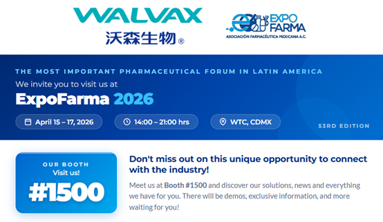 WalvaxBiotech's tweet photo. Walvax will be at #ExpoFarma2026 — Latin America's most influential pharma expo!  

📅 April 15–17 | 📍 WTC Ciudad de México | 🏷️ Booth #1500

Endless opportunities for collaboration &amp; innovation. Come find us and let's shape the future of vaccine! #Biotechnology #Pharma #Vaccine https://t.co/4hdqgMqQQH