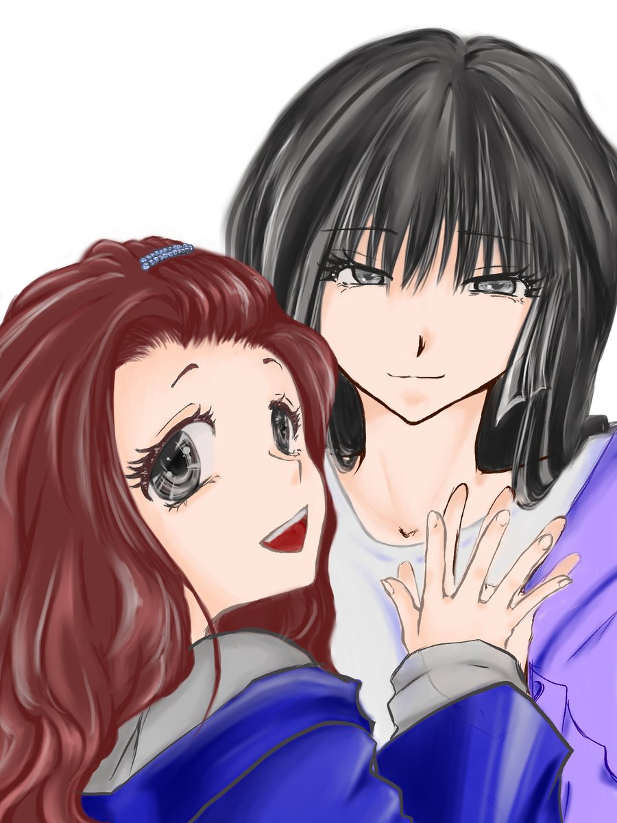 a5421103's tweet photo. みこちゃんとあきちゃん。やっとツーショット描けた！
背景入れる気力無くてね…｡｡｡＿|￣|○
#絵描きさんフォロバ１００ 　＃GL風味　#絵柄好きって言われたい 　＃オリジナルイラスト https://t.co/Iu2QAkAUz0