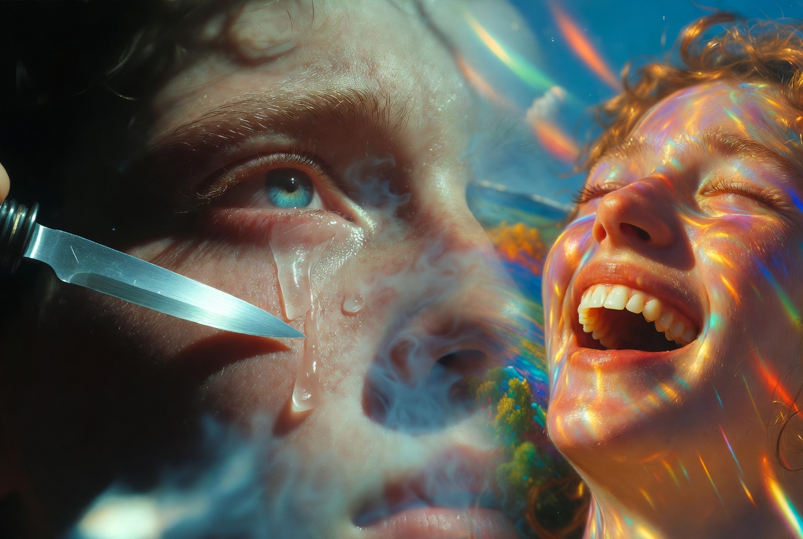 Cyb3er_Poeem7x's tweet image. clear sight #vss365 #blind #Neonrebellion
the blade danced softly
a whisper thin cut into the dark
tears did not fall from fear
they only washed the old veil away
now i open my lids
and the world bursts into color
green so fresh it tastes like spring
blue so deep the sky breathes