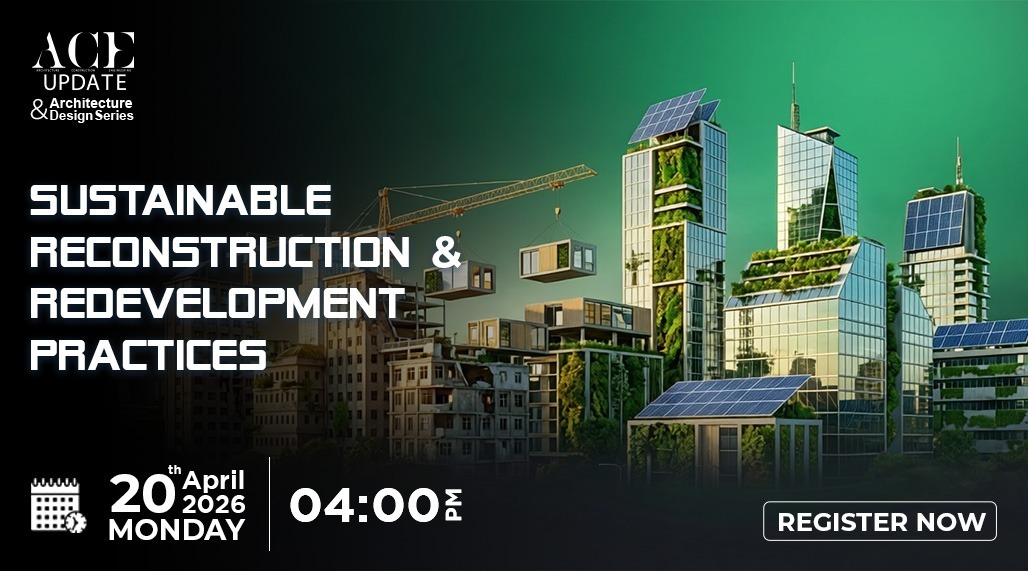 aceupdatemag's tweet image. Join us for an Zoom session on 20th April 2026 @ 4:00 PM on “Sustainable Reconstruction &amp;amp; Redevelopment Practices".

Register: us02web.zoom.us/webinar/regist…

#ACEUpdate #SustainableArchitecture #GreenBuilding #SustainableDevelopment #RedevelopmentTrends #BuildingGreen #ConstructionTech