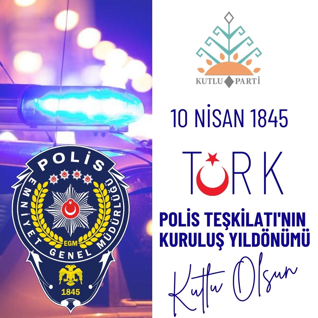 kutlupartiresmi's tweet photo. Milletimizin huzurunu, güvenliğini ve kamu düzenini sağlamak adına büyük bir özveriyle görev yapan Türk Polis Teşkilatımızın kuruluş yıl dönümünü tebrik ediyoruz.

Vatan sevgisiyle görevini ifa eden kahraman emniyet mensuplarımıza şükranlarımızı sunuyor; görevi başında şehit düşen polislerimizi rahmetle, gazilerimizi saygı ve minnetle anıyoruz.

Güçlü devlet, güvenli toplum anlayışıyla yürüttükleri bu onurlu görevde tüm teşkilat mensuplarına başarılar diliyoruz.

Türk Polis Teşkilatımızın kuruluş yıl dönümü kutlu olsun.

#türkpolisi #türkpolisteşkilatı #10nisanpolishaftası #kutluparti #türkiye