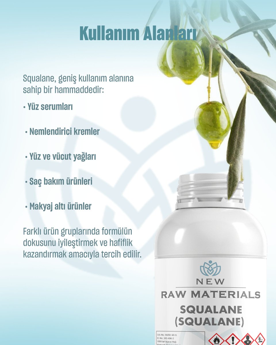 newrawmaterials's tweet photo. Squalane, ciltle uyumlu yapısı ve stabil formu sayesinde emollient içerikler arasında öne çıkan hammaddelerden biridir.
-Hafif ve hızlı emilen yapı
-Yağlı his bırakmayan formül desteği
-Geniş formülasyon uyumu
- Serum, krem ve yağ bazlı ürünlerde kullanım imkanı

#nrm #squalane https://t.co/t6U7bnpPs6