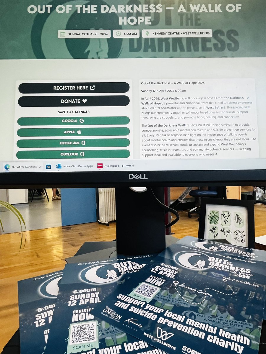 bfastmenshealth's tweet image. Proud to be joining our friends @west_wellbeing on Sunday for the #OutOfTheDarkness 🕯️#WalkOfHope2026 💡to raise awareness &amp;amp; funds 💰to support this vital service 🫂 @UnisonRvh @KCbelfast @BelfastTrust @SAG_CreditUnion @BalmoralBelfast @ATownNews @Foodstock__ #CommunityImpact 👣