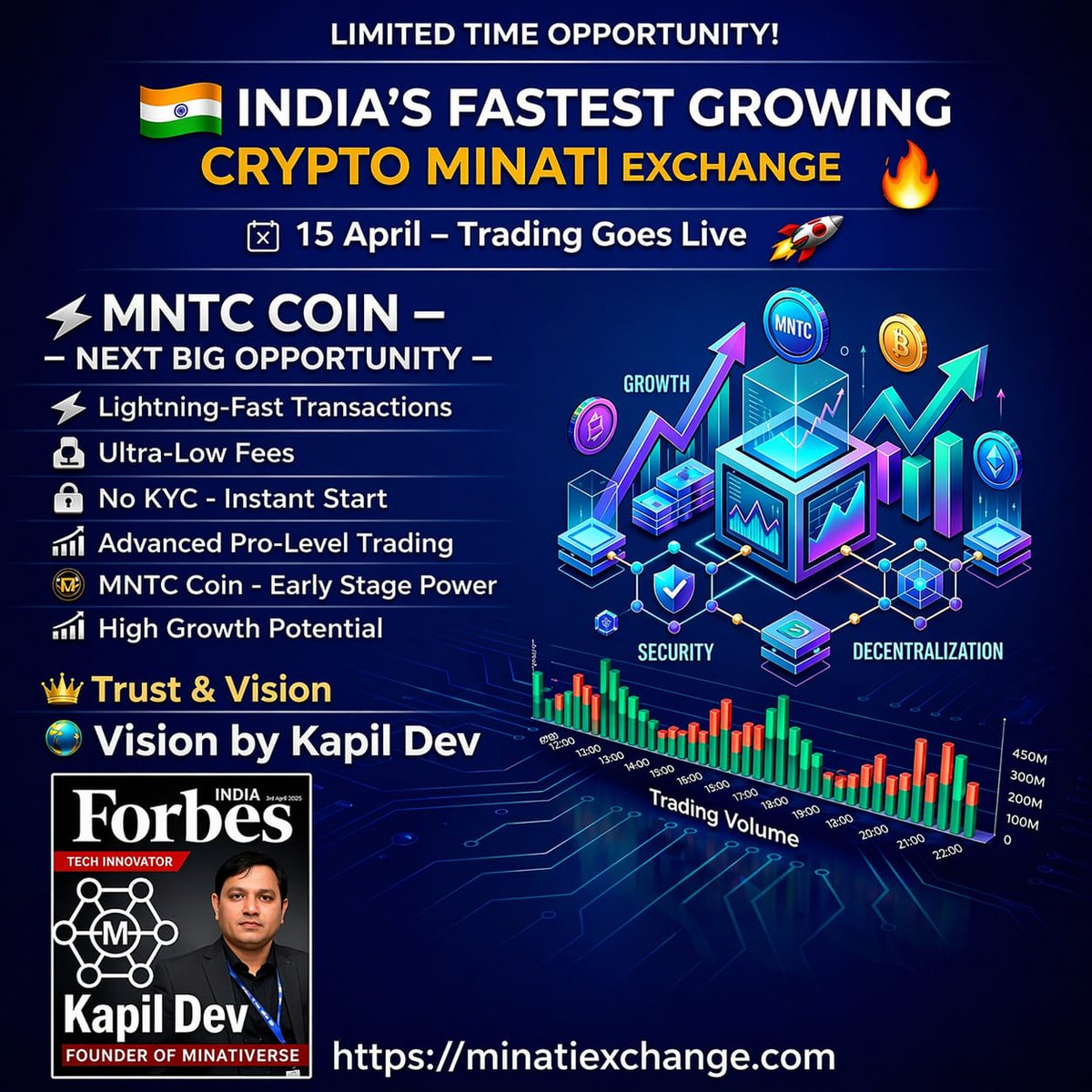 kanubhaikh27500's tweet photo. @HTX_Global 🤝 When it comes to trust, Minati shines on prestigious platforms like Forbes India. Join the Minati Web3 Ecosystem ..
Start your trading journey on April 15th. Register now and become part of a credible ecosystem!..
#ForbesIndia #TrustedCrypto #MinatiWeb3 https://t.co/CUbNpM3rcC