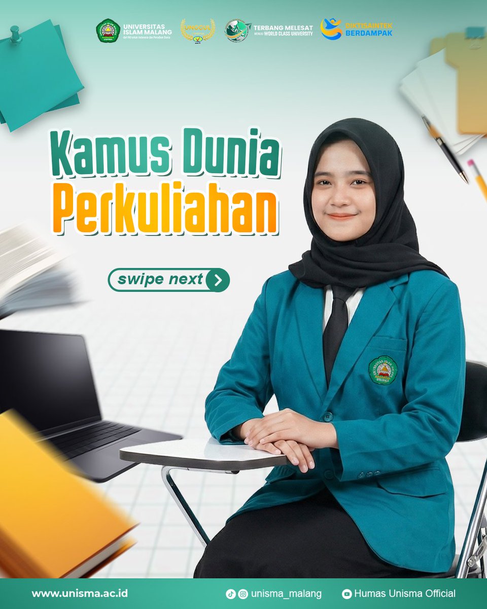 unisma193's tweet photo. Udah masuk dunia kampus, Sobat Unisma wajib banget kenal istilah-istilah akademik yang bakal sering kalian jumpai!
Mulai dari matkul, SKS, KRS, sampai istilah lainnya, semua ini jadi “bahasa sehari-hari” mahasiswa ✨
Yuk, pahami dari sekarang. Save juga postingan ini ya https://t.co/vIsPxhPpVx