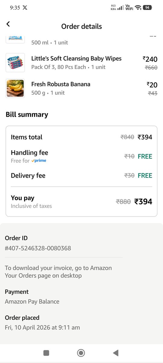1sane54's tweet photo. @amazonnow @amazonIN @AmazonHelp 

Didn't receive the order and it's says order delivered... Delivery boy not picking up the phone... Please look into it ASAP.. EITHER FAST GIVE ME REFUND OR SOLVE PROBLEM 
Order ID

#407-5246328-0080368 https://t.co/KVqEjH2R1p