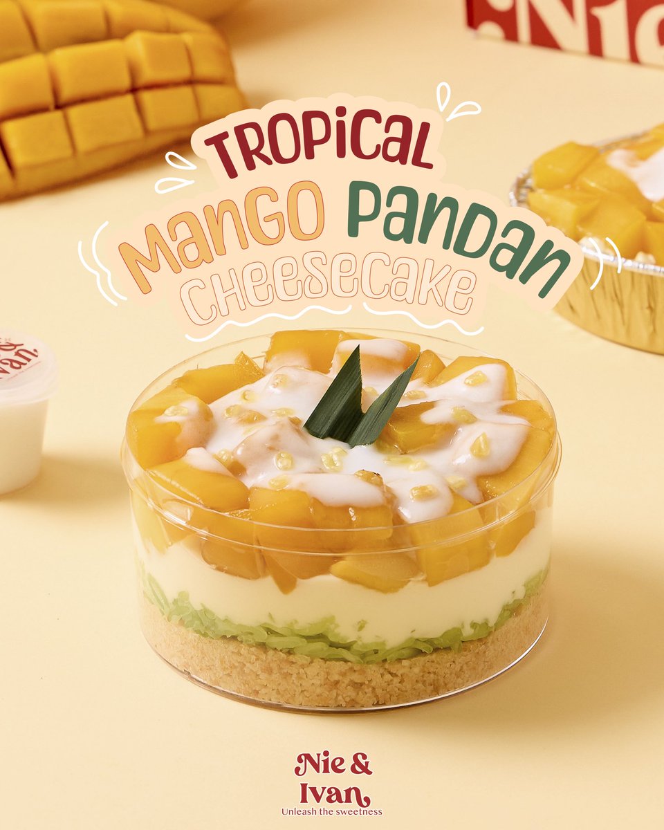 NieandIvancake's tweet photo. เมนูพิเศษต้อนรับซัมเมอร์ 🌞🥭
Tropical Mango Pandan Cheesecake

ฐานแครกเกอร์กรุบๆ
เลเยอร์ชีสเค้กเนียนนุ่มหอมใบเตย 🌿
เสริมด้วยข้าวเหนียวใบเตยหนึบๆ หอมละมุน
ท็อปด้วยมะม่วงสุกฉ่ำ หวานกำลังดี 🥭
ครบทุกเท็กซ์เจอร์ในคำเดียว ✨

พร้อมขายวันนี้วันแรกที่สาขา Central Pattaya เท่านั้น!

และวางขายพร้อมกันทุกสาขา
ตั้งแต่วันที่ 11 April 2026 เป็นต้นไป ✨

สามารถติดตามอัปเดต Pop-Up Event ของเราได้ทุกเดือนนะคะ
Stay tuned for our monthly pop-up events across the country.

#nieandivan #เค้กเนเน่ #TropicalMangoPandanCheesecake