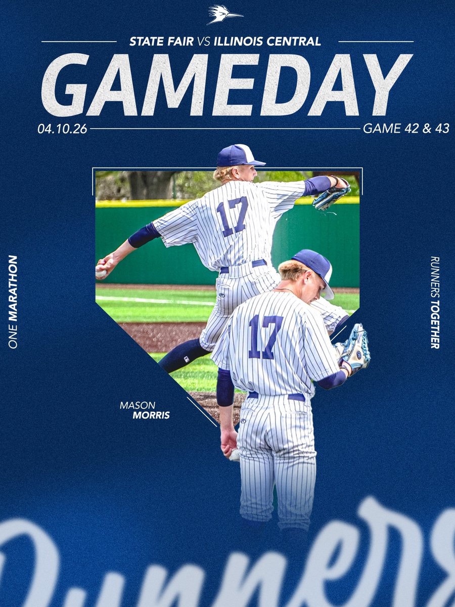 StateFairBSBL's tweet photo. ROADTRIP 🐦
-
-
🆚 Illinois Central College 
📍East Peoria , IL
⏰ 3:00 &amp; 5:30 PM
-
-
#onemarathon #roadrunnerbuilt #runnermentality #runnerstogether https://t.co/9nNvM2BXbJ
